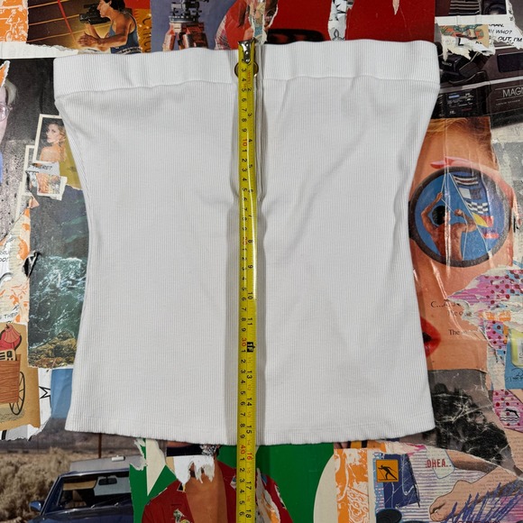 GBG Los‎ Angeles White Ribbed Strapless Tube Top Zipper Front Size M - Picture 6 of 7